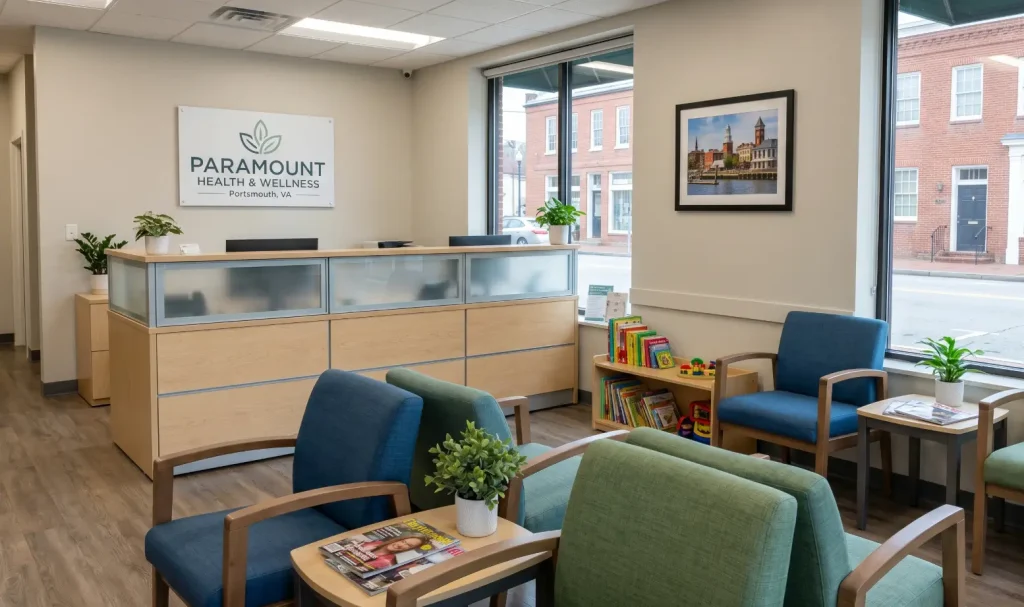 Mental health clinic Portsmouth VA — Paramount Health & Wellness waiting room